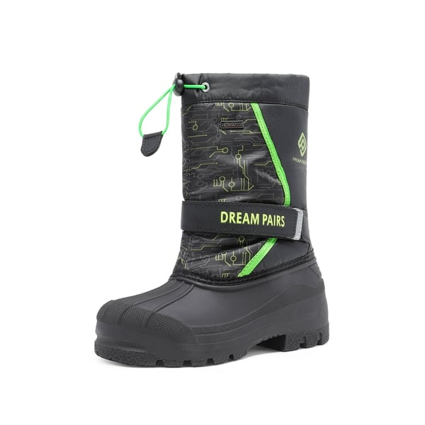 Girls & Boys Waterproof Snow Boots - BLACK NEON GREEN -  0